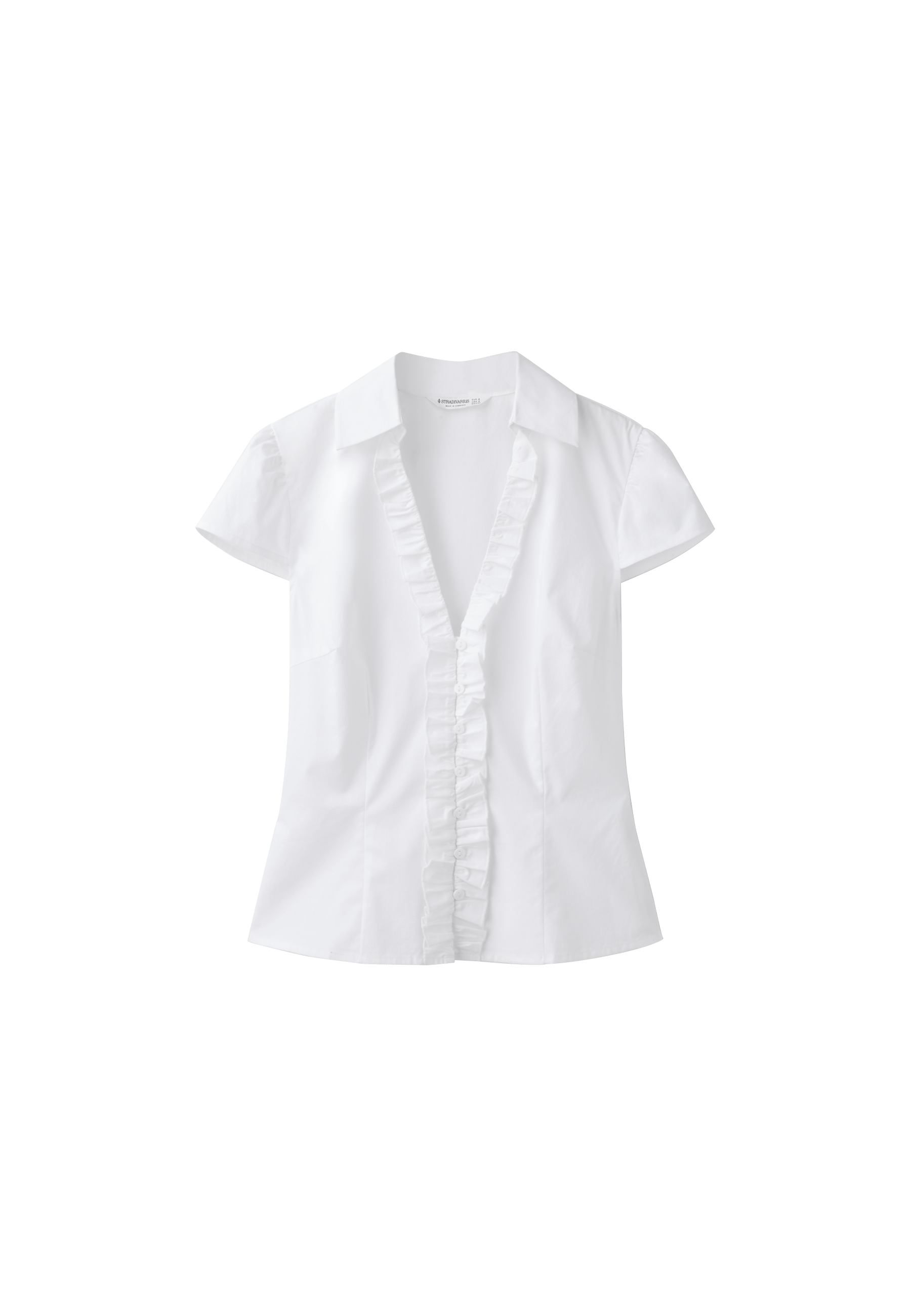 Fitted ruffled shirt — White