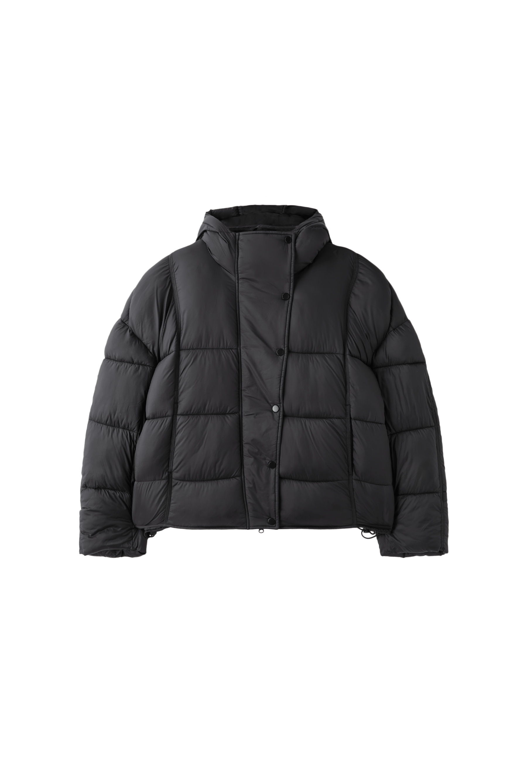 Hooded puffer jacket — Black