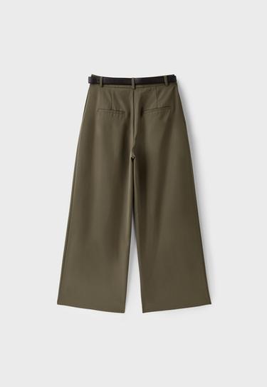 Maxi-darted trousers with belt — Khaki 8