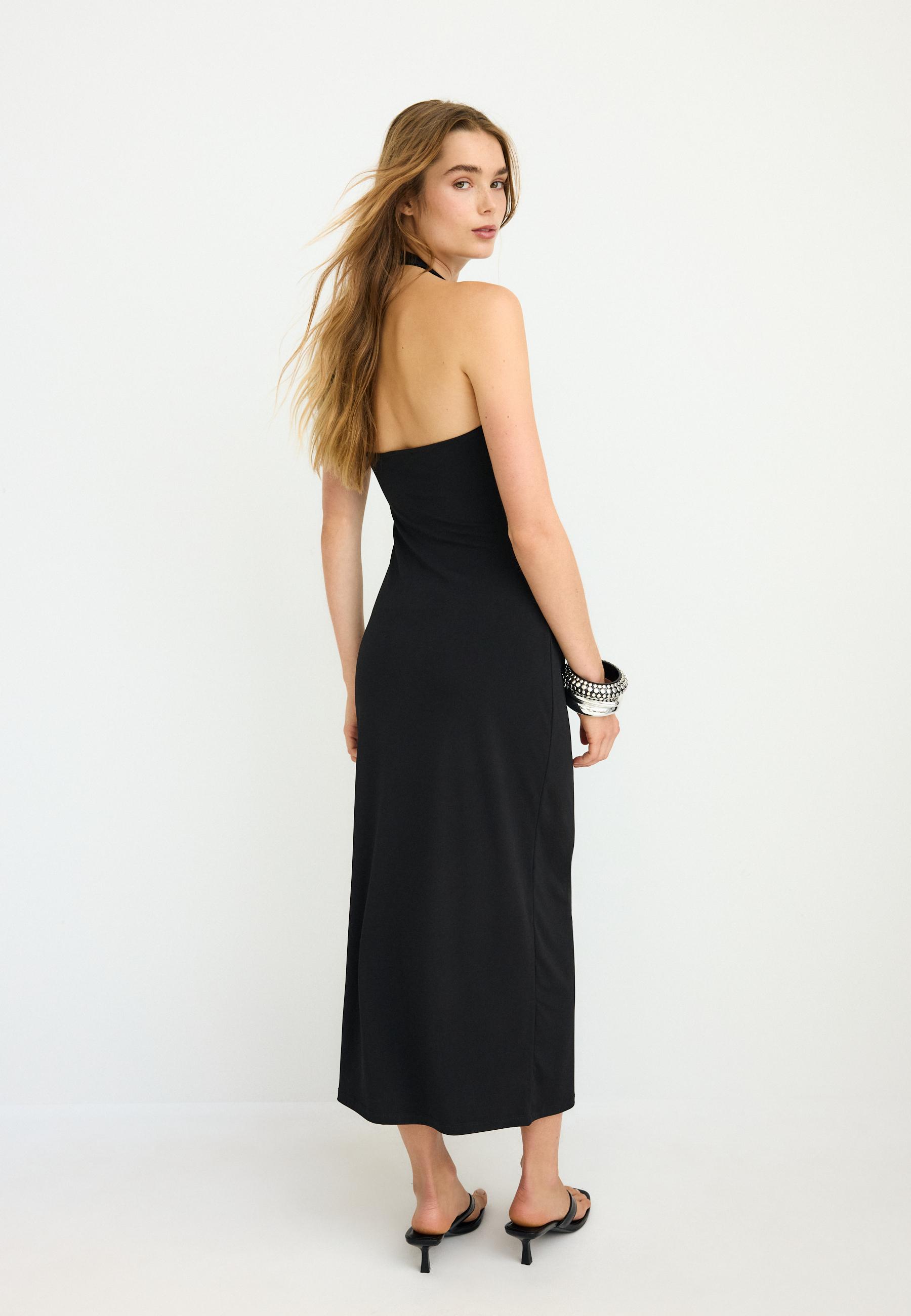 Halter neck midi dress — Black
