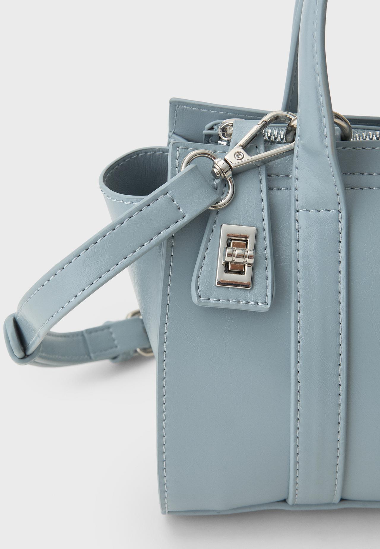 Mini tote bag with closure — Sky blue