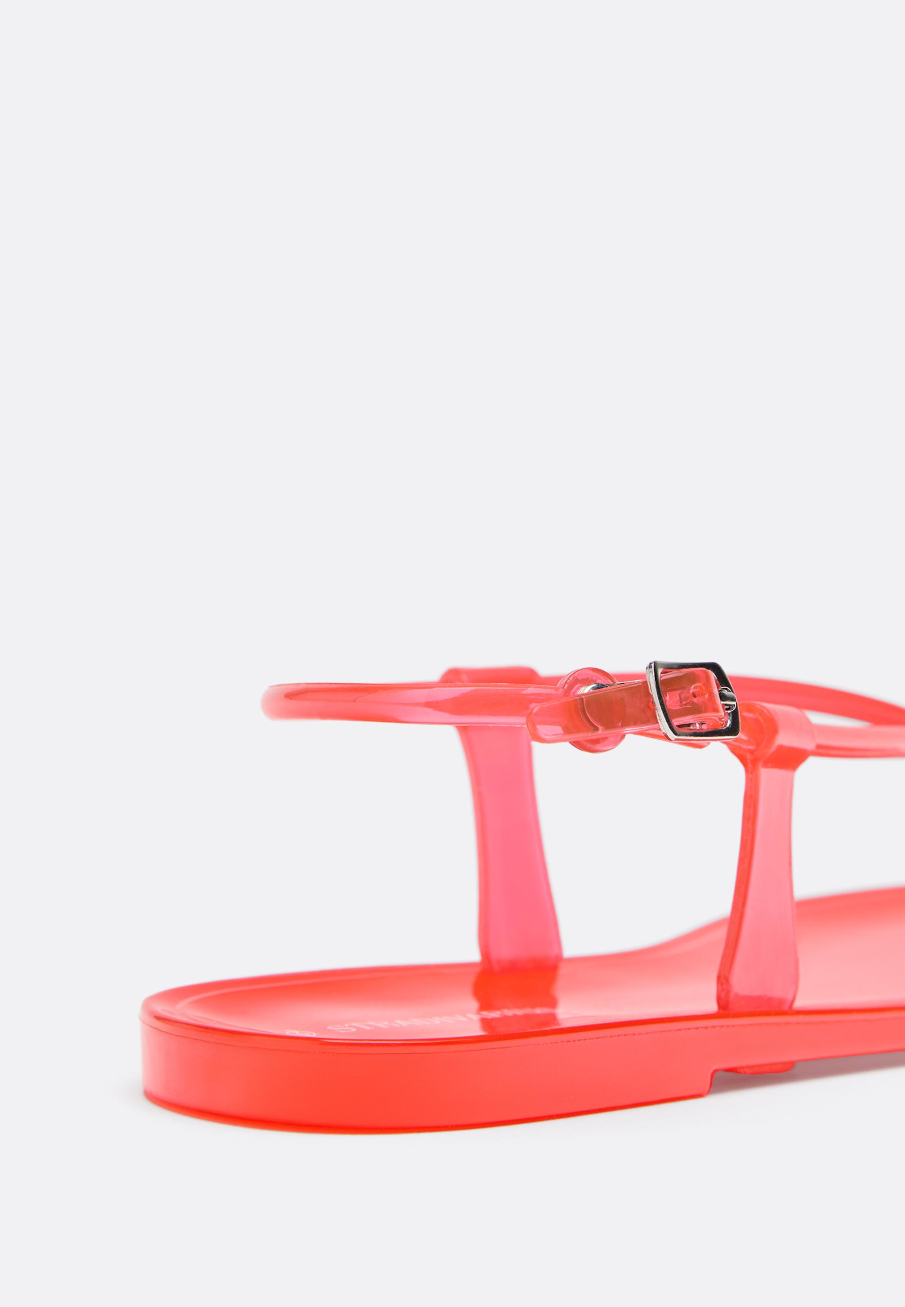 Flat rubber thong sandals — ORANGE