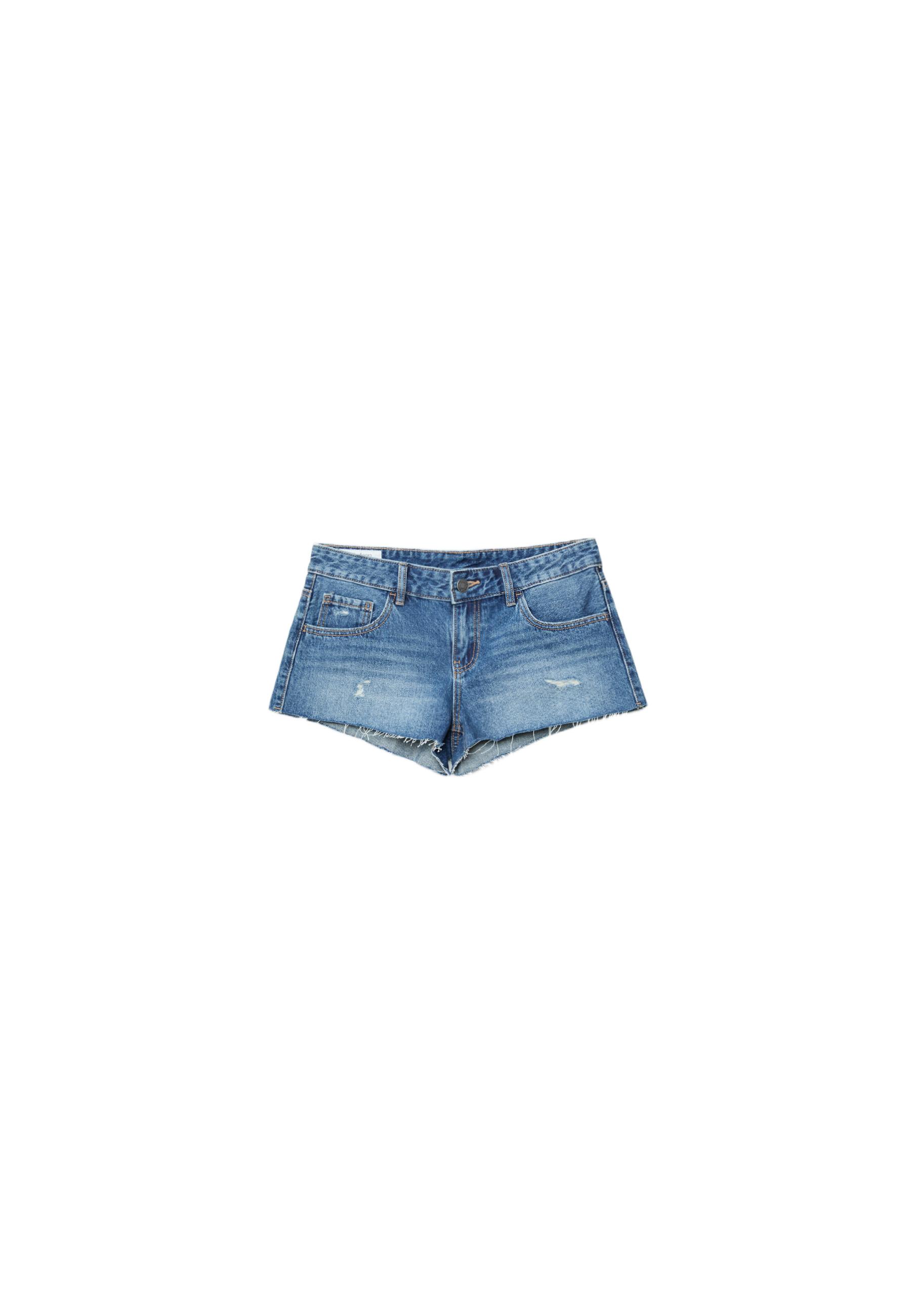Ripped denim shorts — MEDIUM LIGHT BLUE DENIM