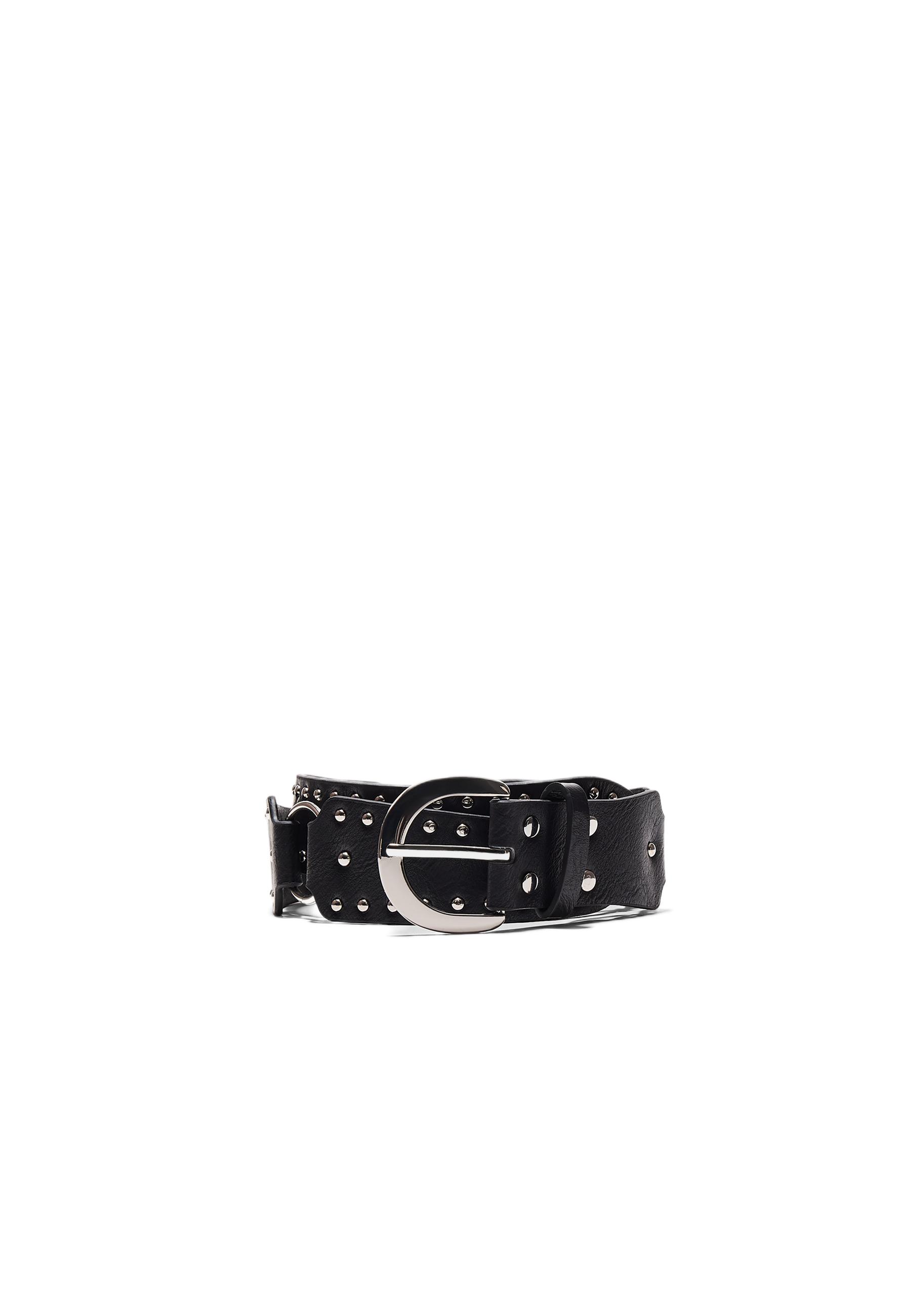 Belt with elongated stud pieces — Black