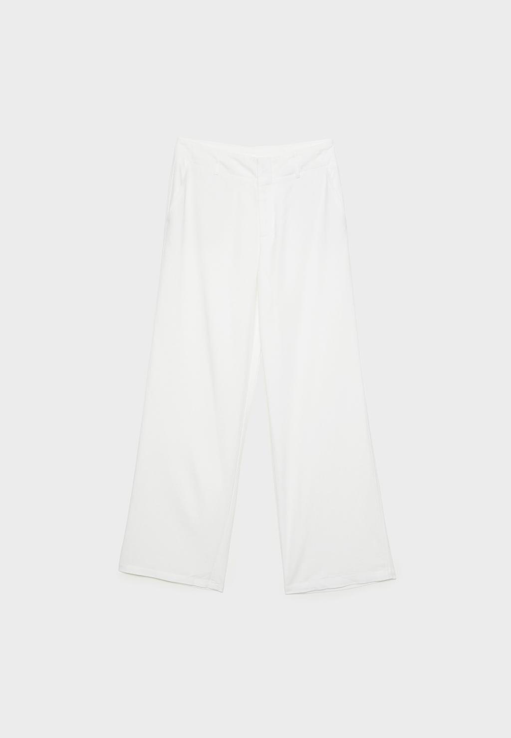 Pantaloni dritti fluidi con lino