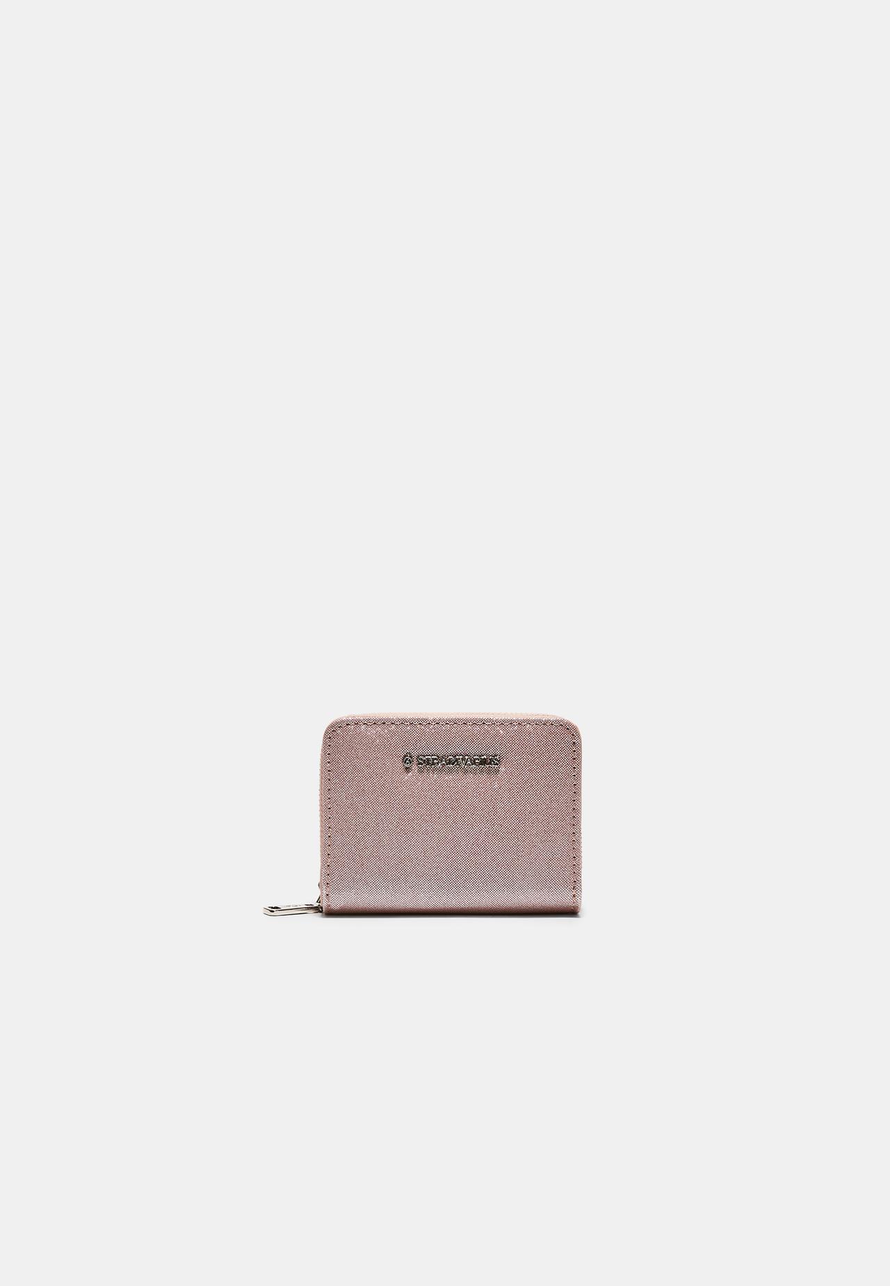 SHIMMERY ZIP-UP PURSE — Pastel pink