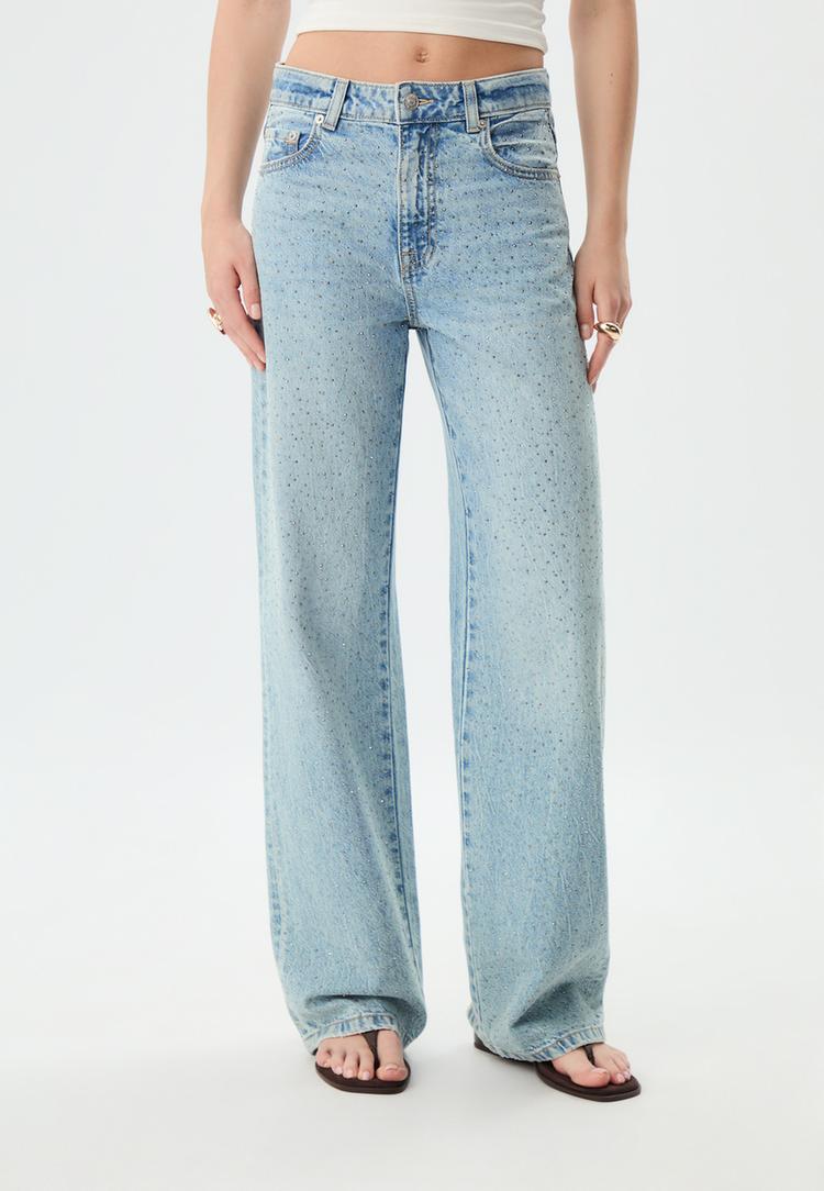 jeans straight fit brillos