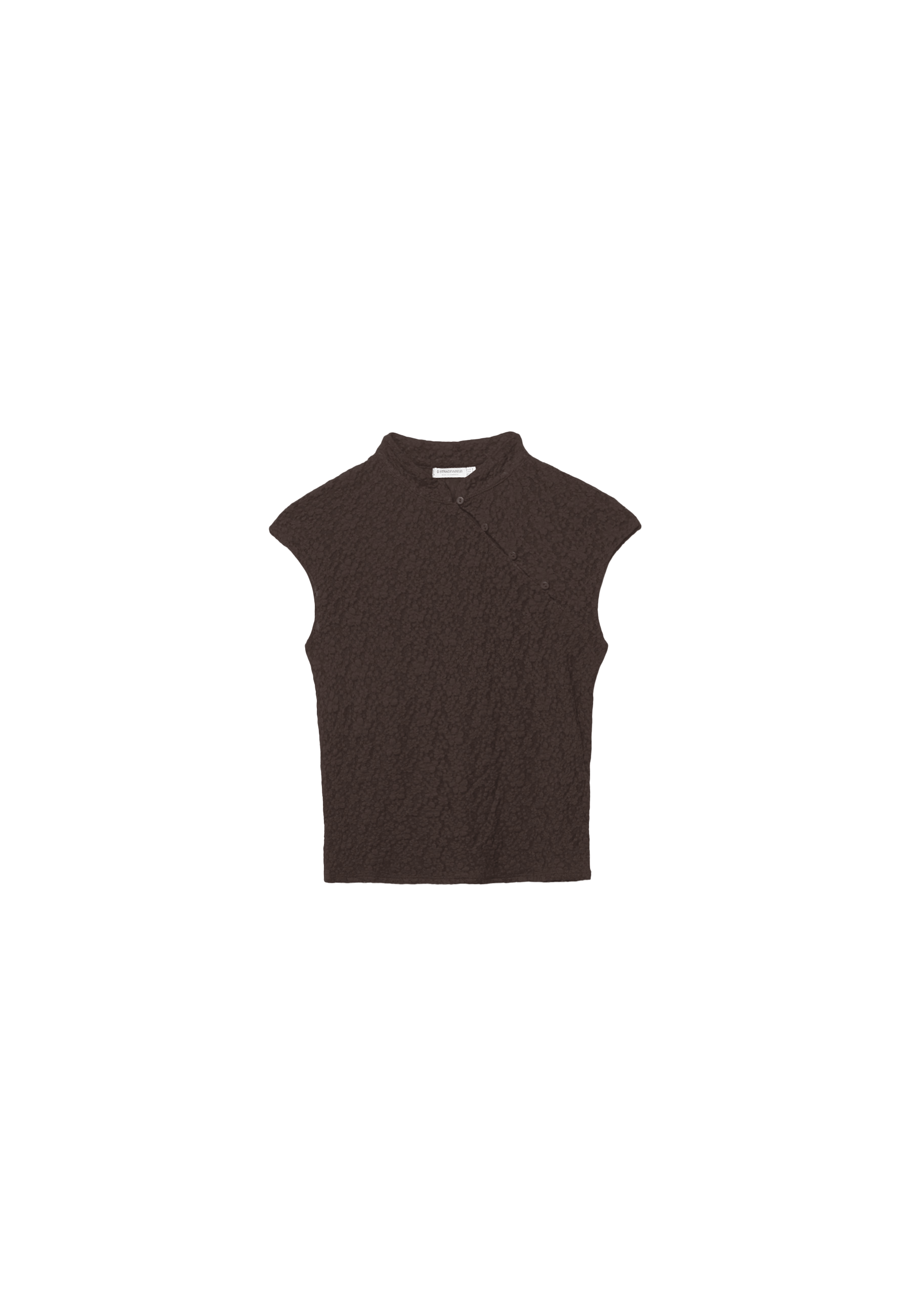Lace stand collar top — Brown