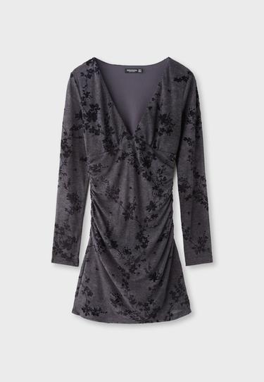 Short flocked dress — Dark grey 6